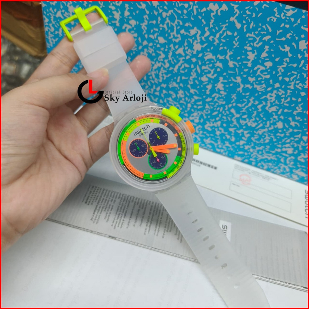 SWATCH SB02K100 Big Bold Jam Tangan Unisex Chronograph Original