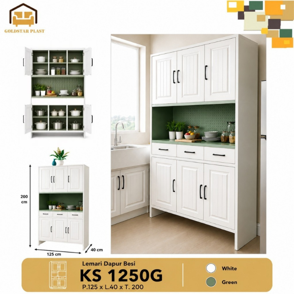 Lemari Piring Besi / Rak Dapur Besi / Kitchen Cabinet Besi KS 1250G / KSC 001 Olymsteel