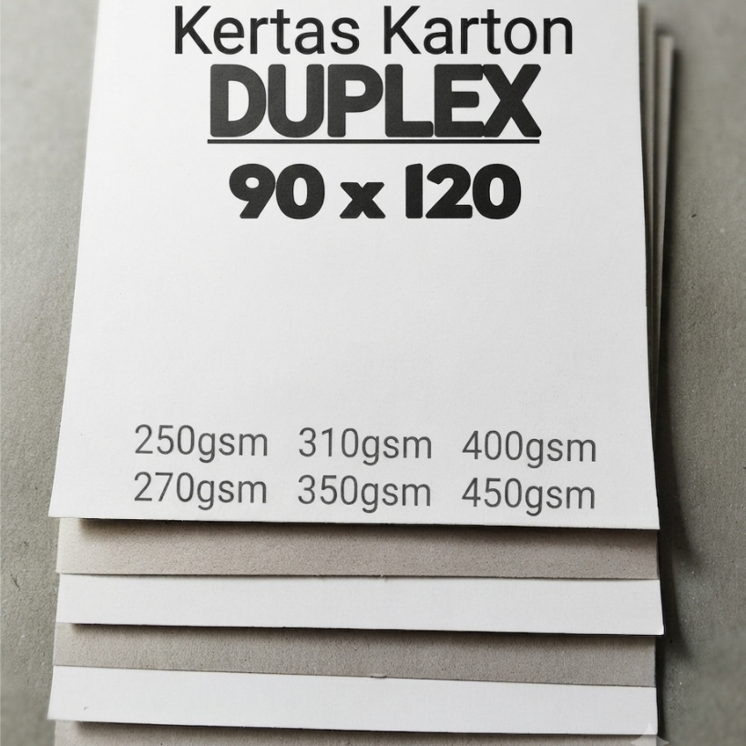 Kertas Karton Duplex 90 x 120 gramasi 250gsm-450gsm