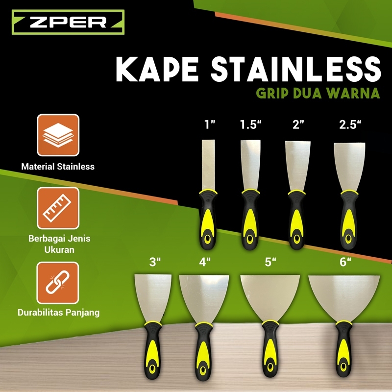 ZPER Scraper Baja Tahan Karat – Pisau Dempul Kape Stainless Tembok Profesional