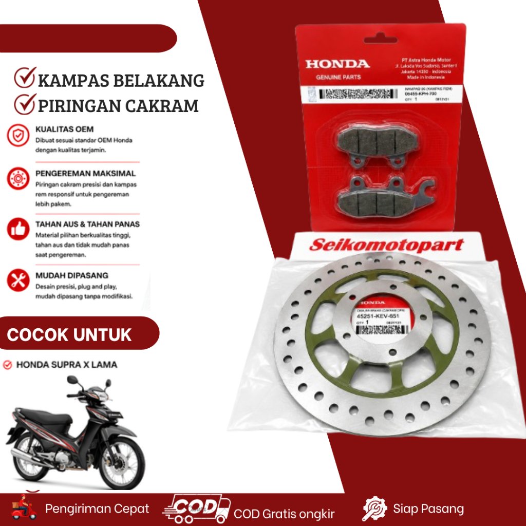 Piringan Cakram Depan+Kampas Rem HONDA Motor SUPRA X LAMA