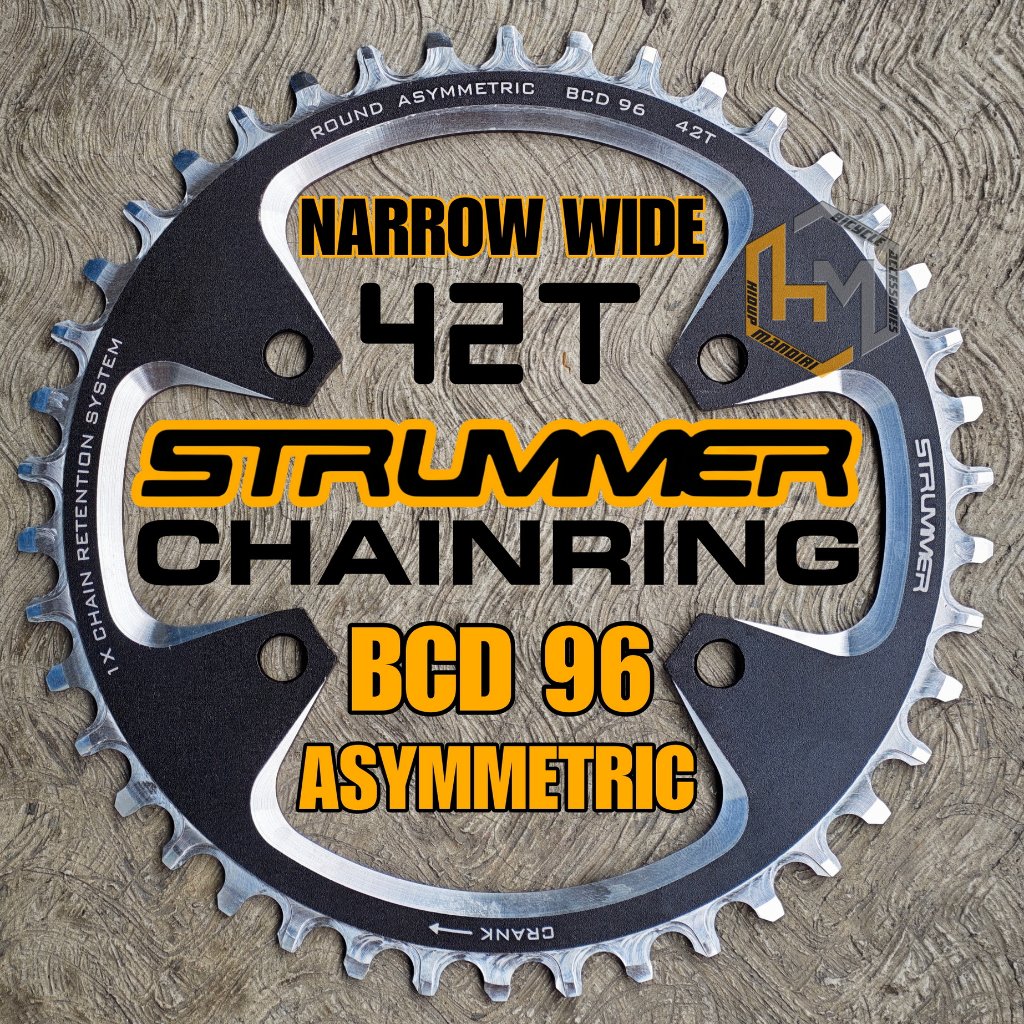 Chainring Strummer BCD 96 Asymmetric / Asimetris Round / Bulat 36T 38T 40T 42T Narrow Wide