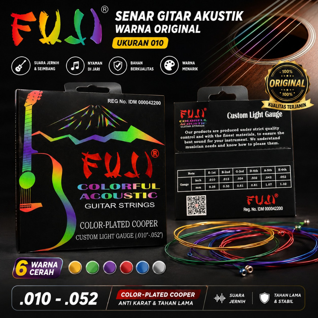 SENAR GITAR  AKUSTIK FUJI COLOURFUL ACOUSTIC ORIGINAL FUJI 1 SET