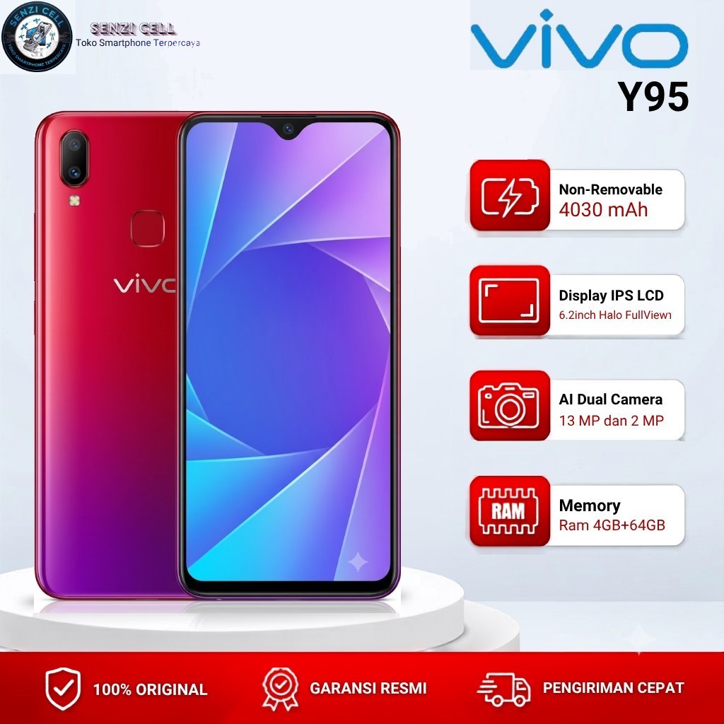 Hp Vivo Y95 Ram 4/64Gb Prosesor Snapdragon 439 Second Normal Bergaransi Siap Pakai