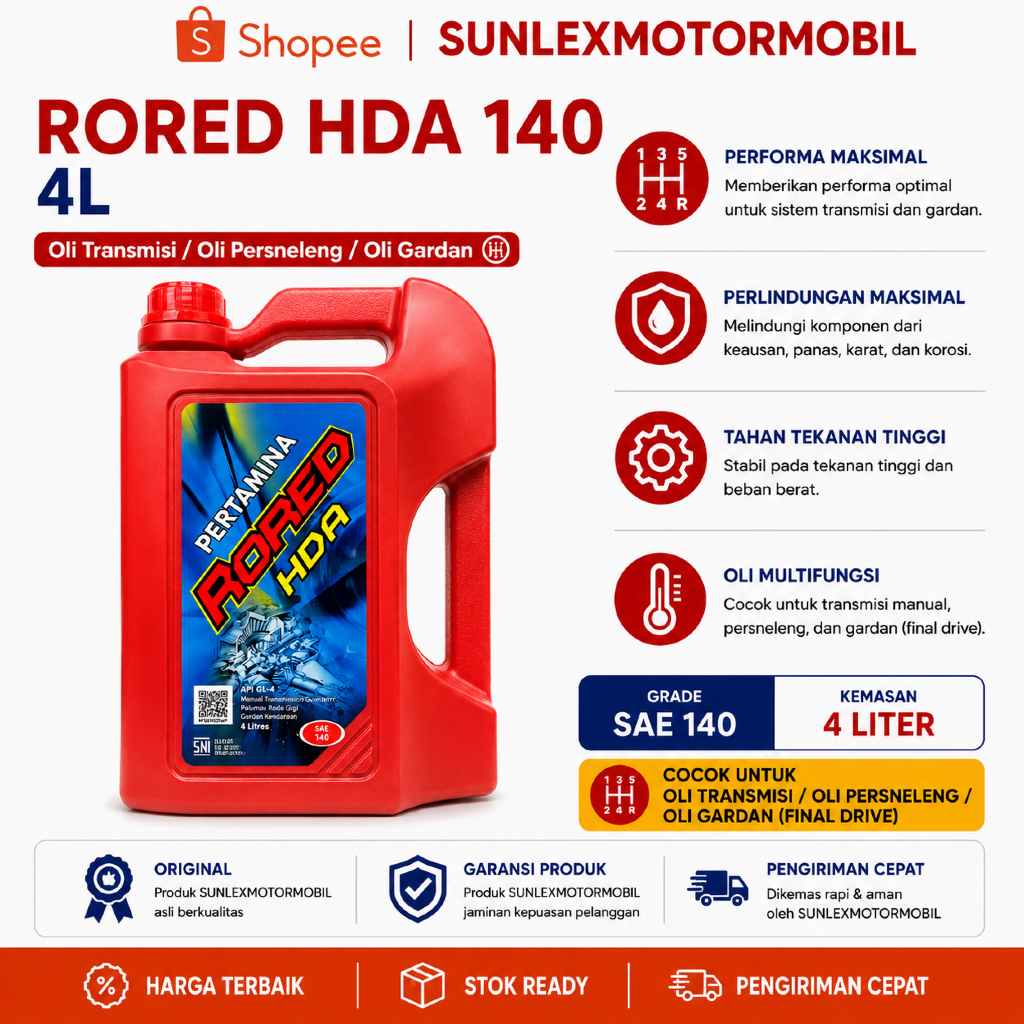 [ HDA 140 4L ] OLI TRANSMISI GARDAN PERSENELENG PERTAMINA RORED HDA140 4LITER GL5