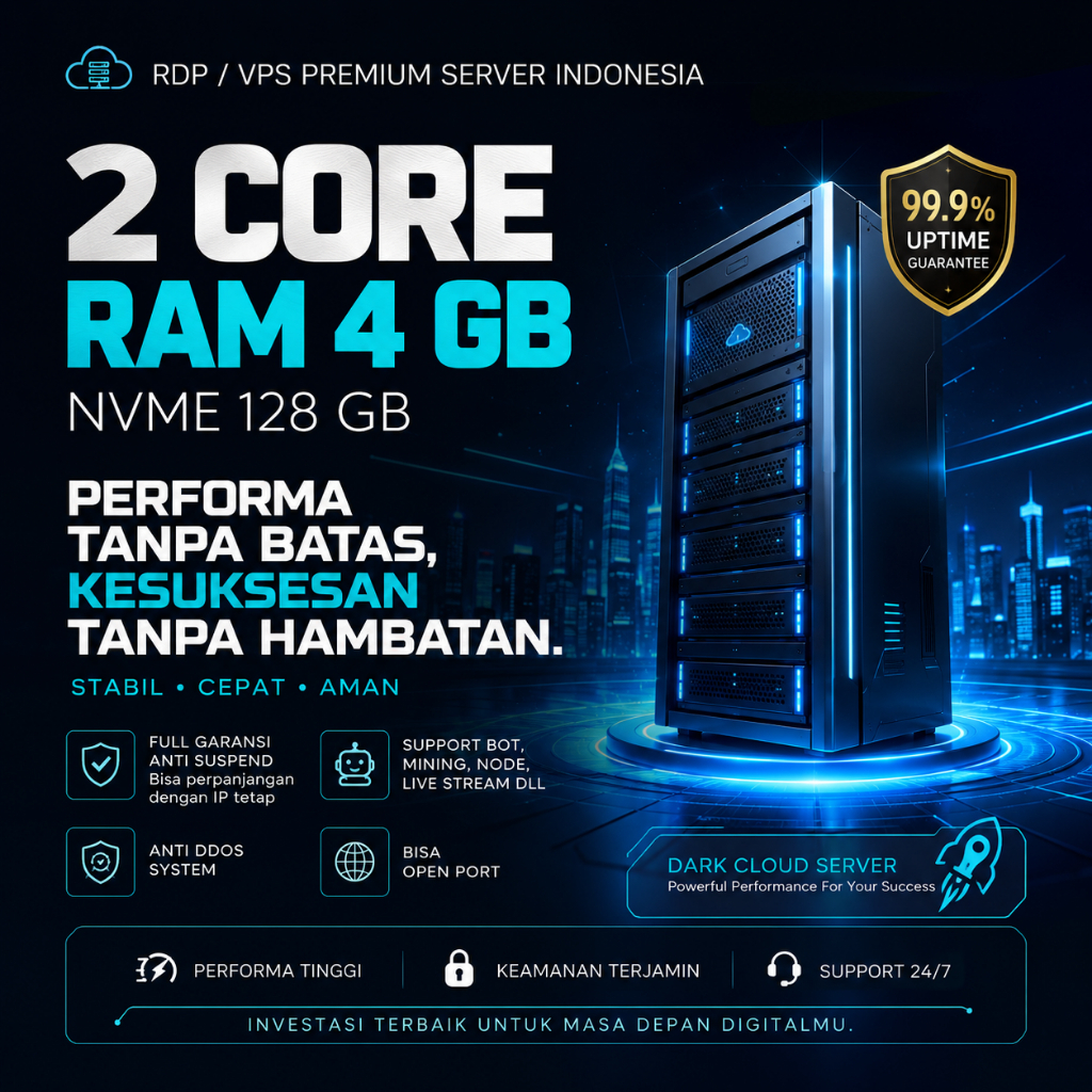 RDP / VPS Ram 4GB 2 Core