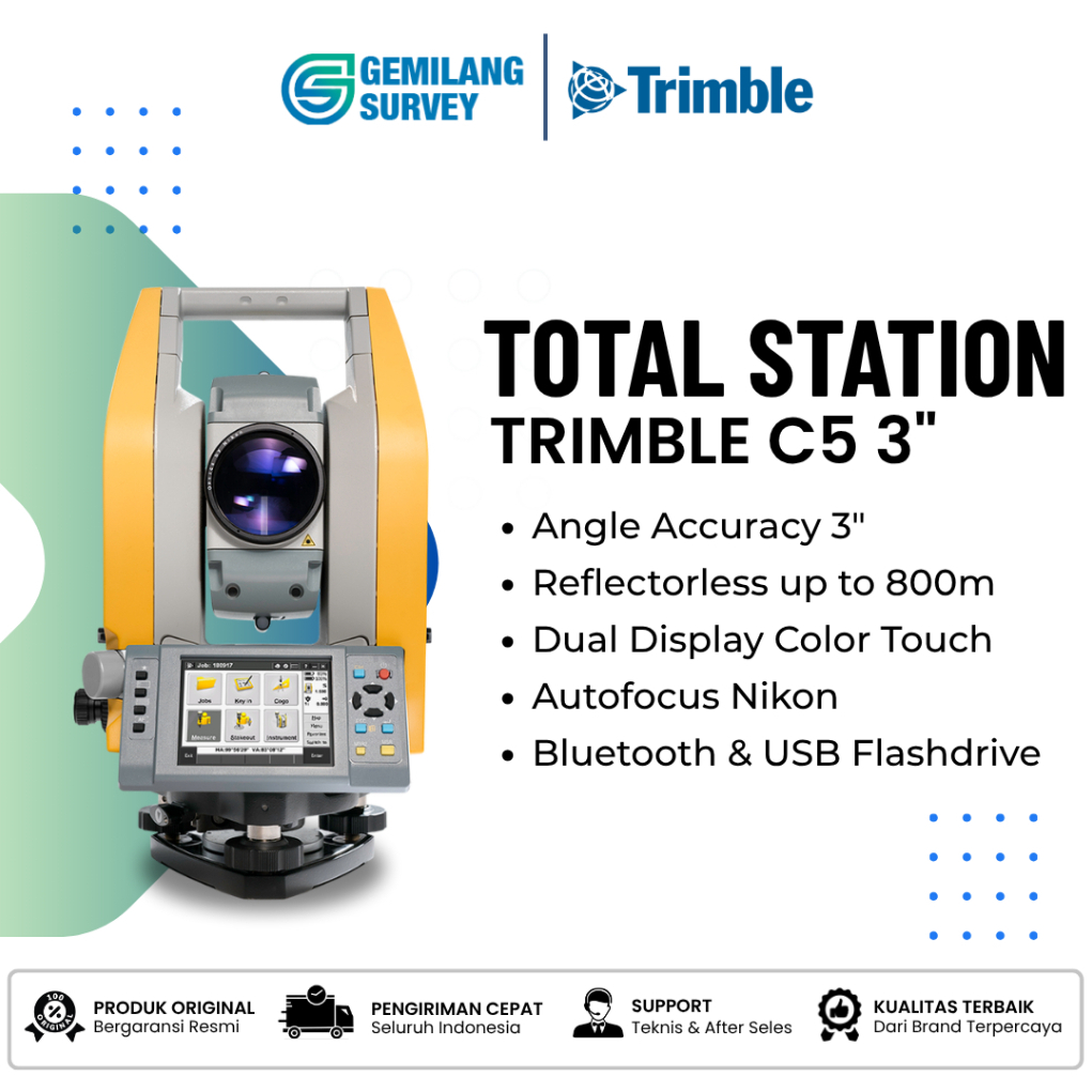 Total Station Trimble C5 Akurasi 3" Autofocus Touch Display Garansi Resmi