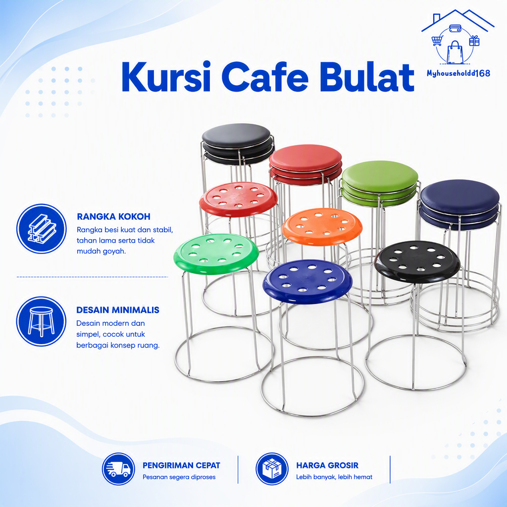 Bangku Bulat / Bangku Cafe / Kursi Cafe besi / Kursi Besi / kursi bakso / bangku bakso / bangku oreo