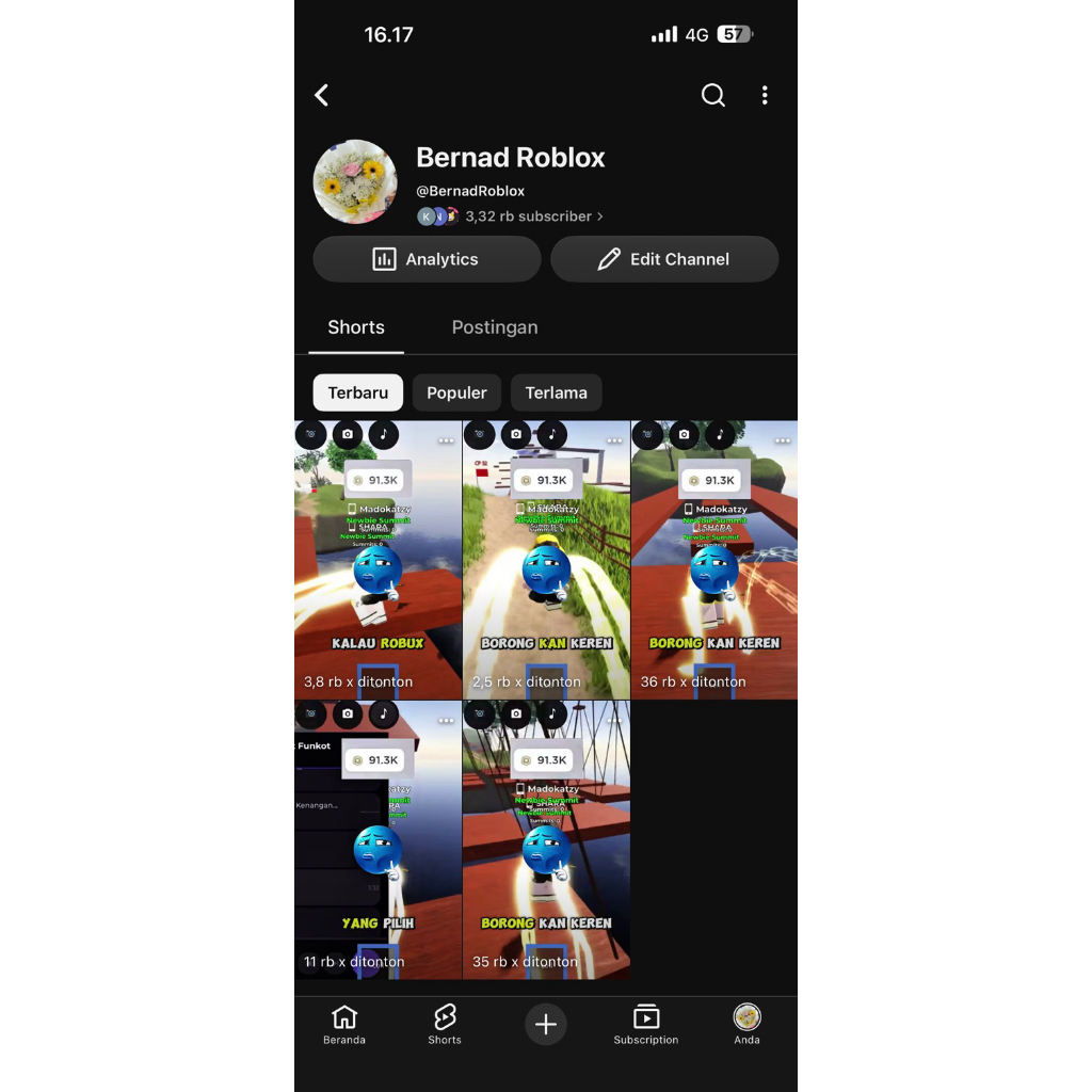 Akun Youtube Konten Roblox