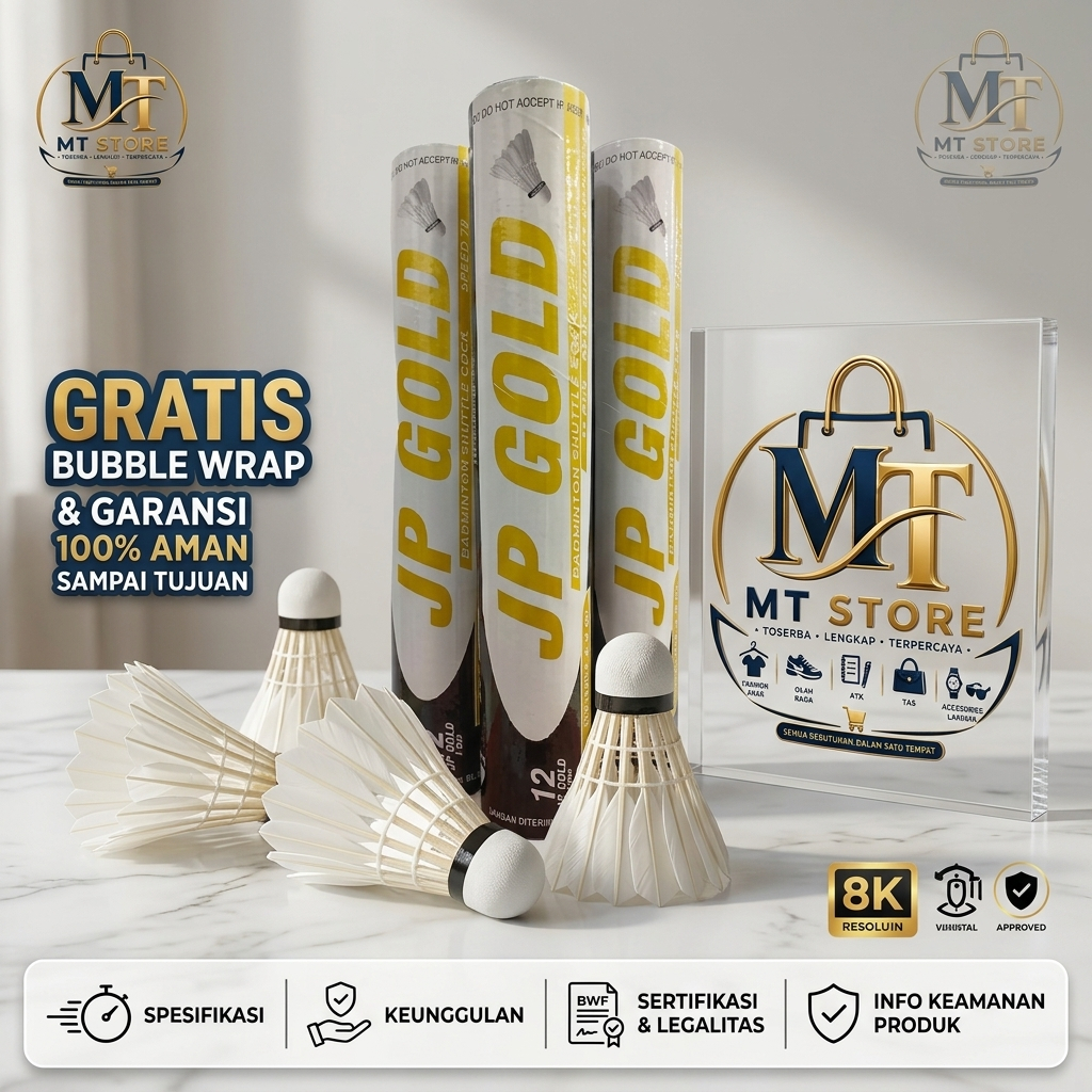 shuttlecock jp gold/kok jp gold/gold/kok bulutangkis jp gold original