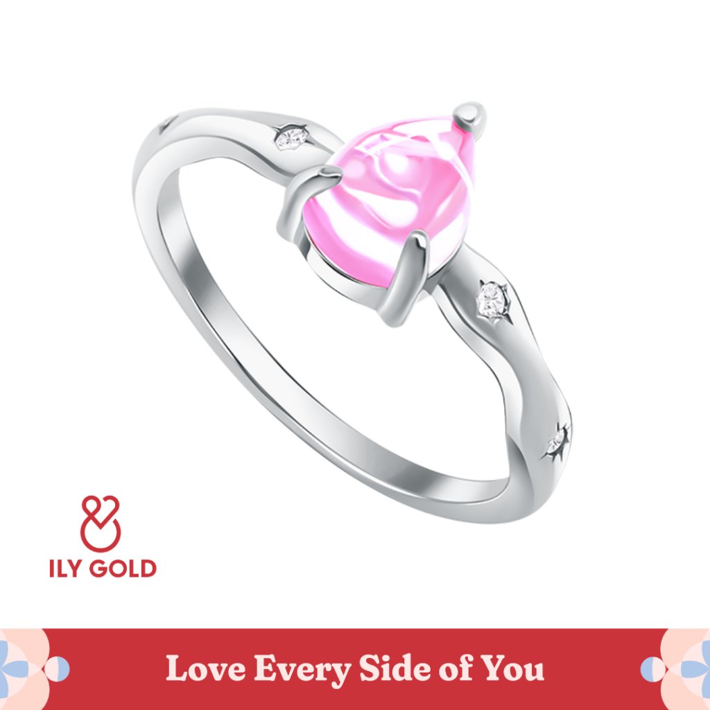 ILY GOLD Spectrum of Pink Beach - Teardrop Pink Ring / Cincin