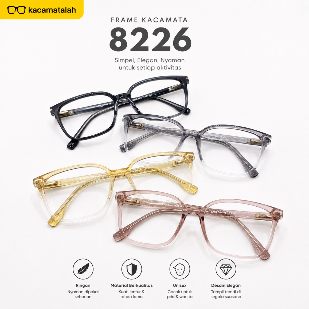 Frame Kacamata Anti Radiasi Pria Wanita Photochromic Bluechromic Blueray - Kacamatalah 8226