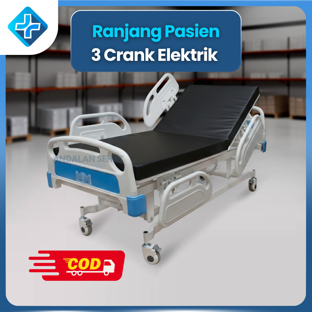 Ranjang Pasien 3 Crank Elektrik ABS Kupu / Tempat Tidur Rumah Sakit / Kasur Pasien / Bed Pasien