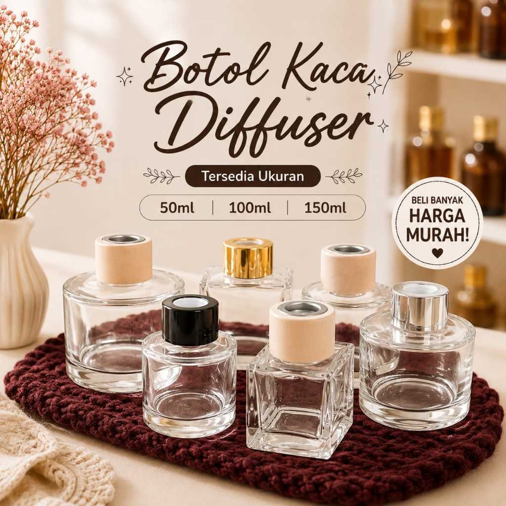 Botol Diffuser Aromaterapi 50ml 100ml 150ml Pengharum Ruangan Aroma Terapi Oil Minyak Essential Oil 