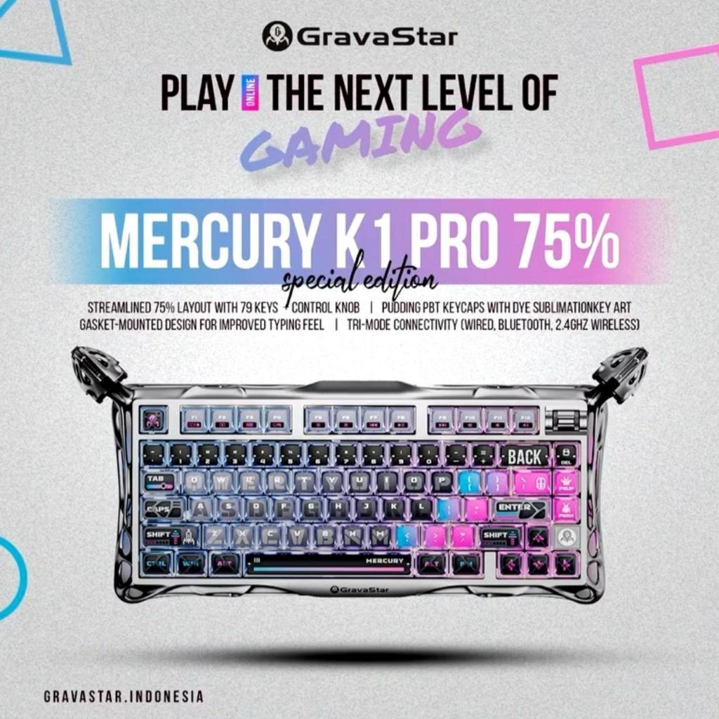 GravaStar Mercury K1 Pro Wireless Mechanical Gaming Keyboard Special Edition Cyber Punk Keycaps