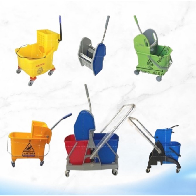 Alat Pel Single Bucket 25Liter + Mop Press | Single Bucket 36Liter + Mop Press | Double Bucket Frame