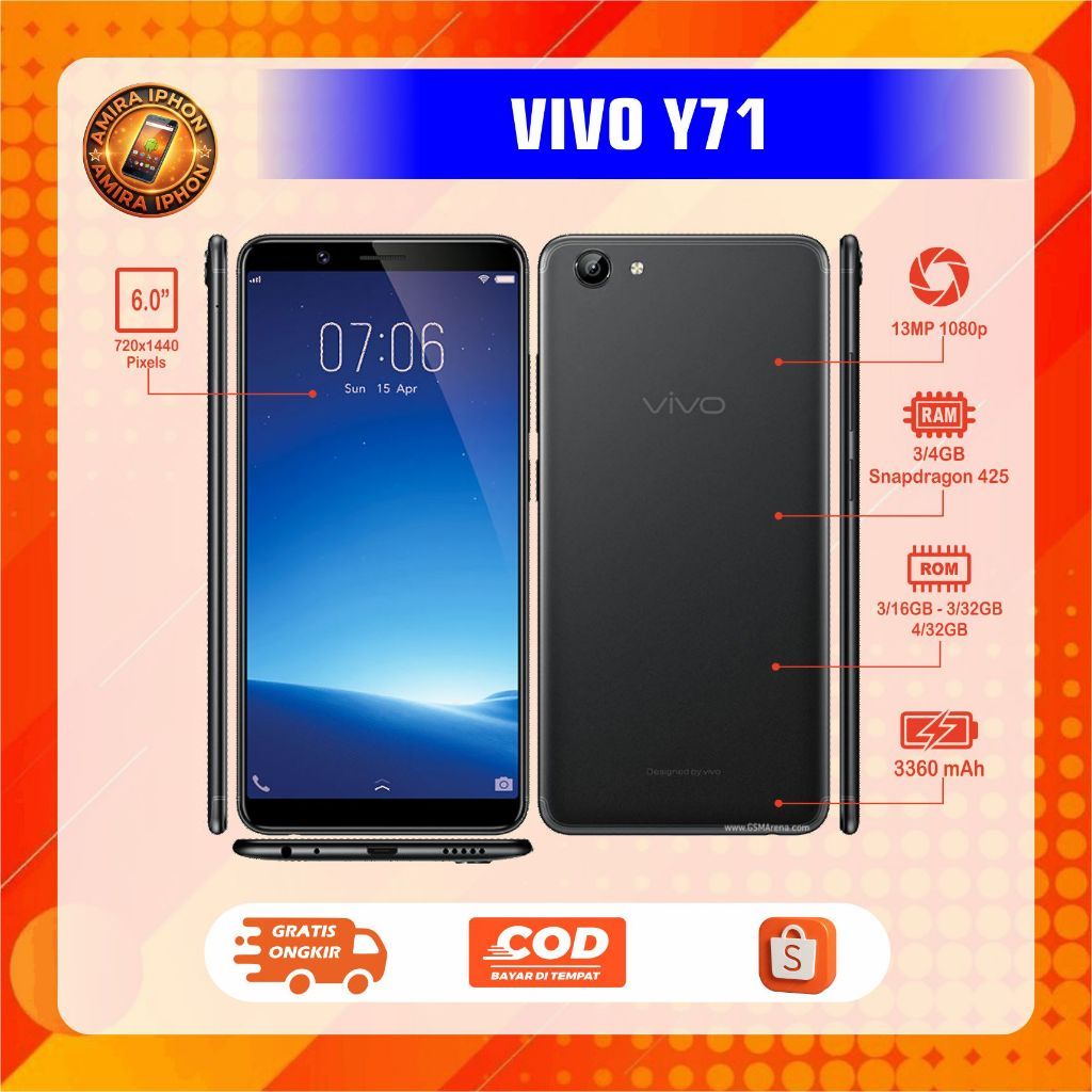 VIVO Y71 RAM 3/32GB RAM 4/32GB Second batangan siap pakai
