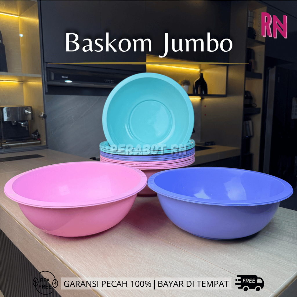 (6 PCS) BASKOM JUMBO WARNA WARNI / BASKOM UKURAN 16 / BASKOM PLASTIK / BASKOM PLASTIK JUMBO / BASKOM