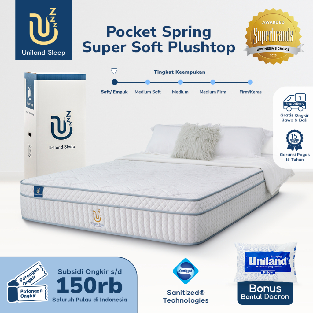 Uniland Sleep Kasur Pocket Spring Super Soft Plushtop 30cm