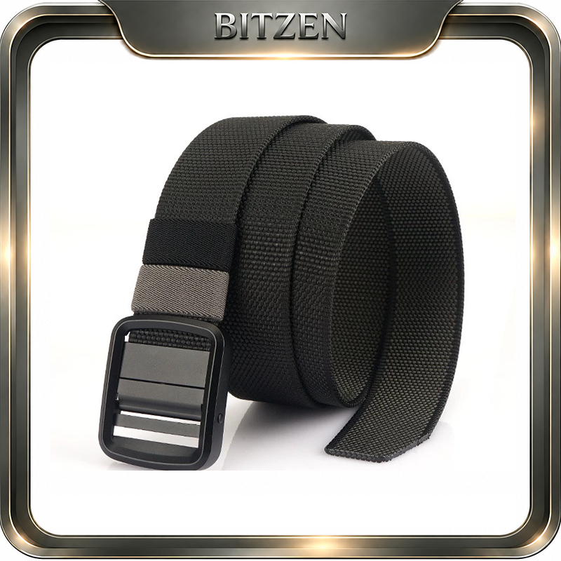 Bitzen 360° Ikat Pinggang Pria Ganda Nylon Canvas Tali Pinggang Pria Sabuk Pinggang Pria