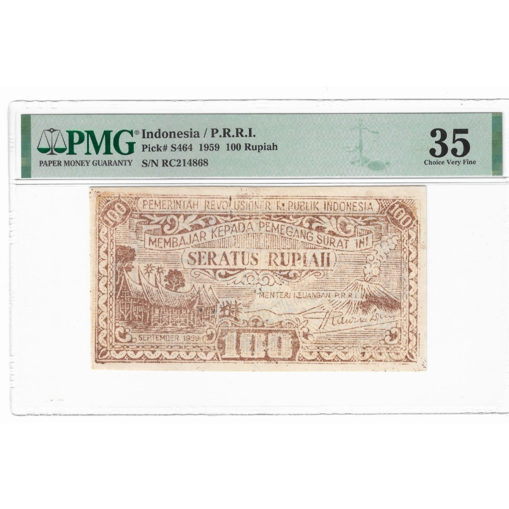 Uang Kuno PRRI 100 Rupiah Permesta PMG Original