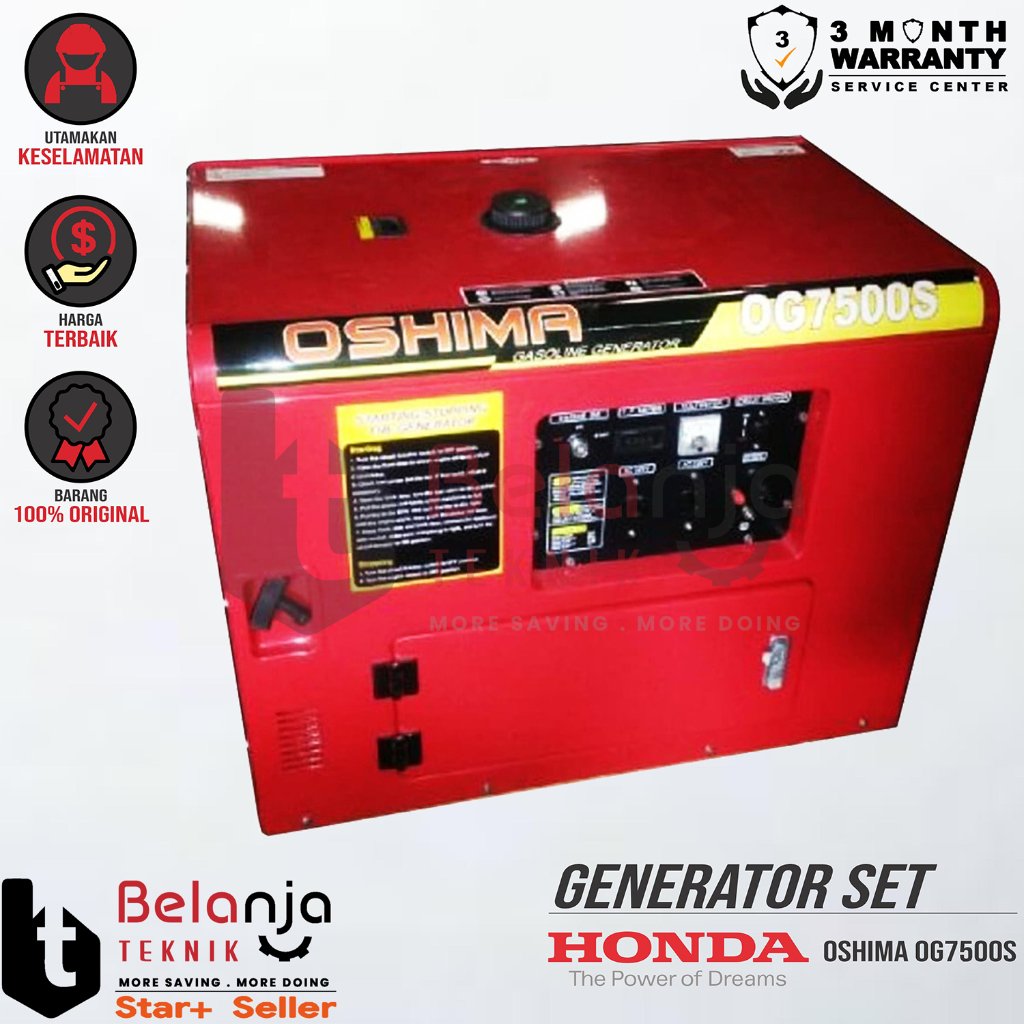 Mesin Genset Silent Honda Oshima OG 7500 S 5000 Watt Generator Set OG7500S Genset Portable Rumah Tan