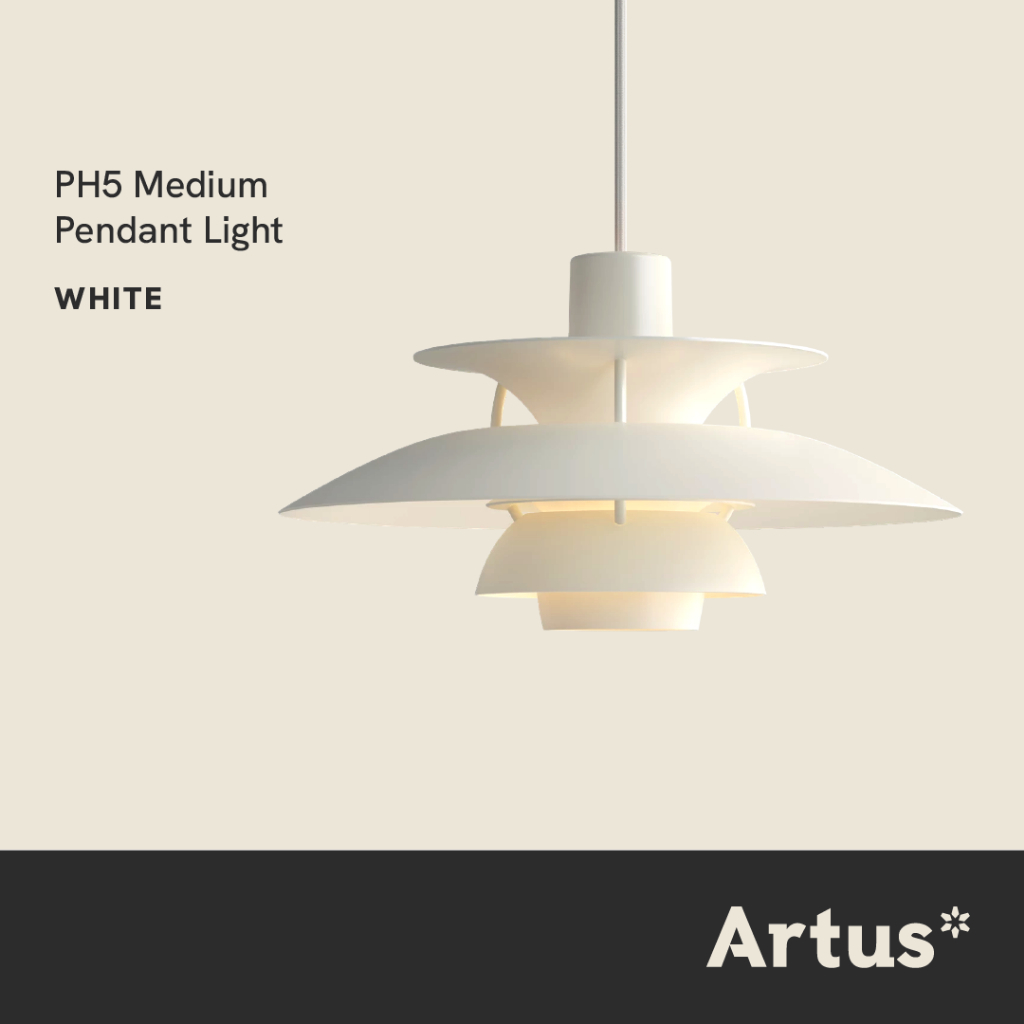 ARTUS PH5 Medium Pendant Light warna Putih Desain Layer/ Lampu Gantung