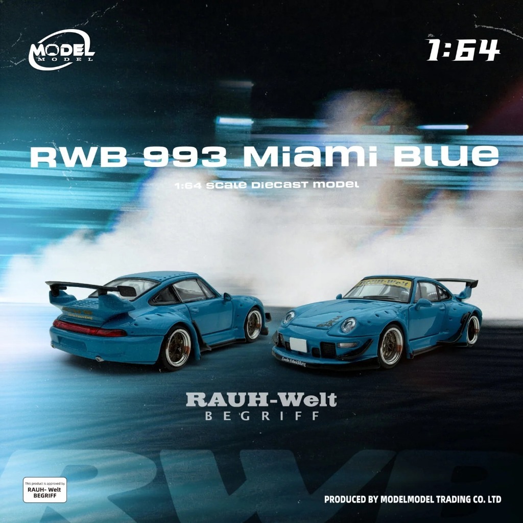 MM64-RWB993-005 - Model Model 1/64 Porsche RWB 993 Miami Blue