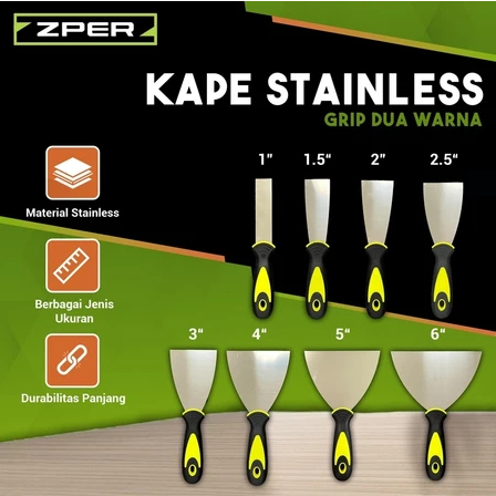 ZPER Scraper Baja Tahan Karat – Pisau Dempul Kape Stainless Tembok Profesional
