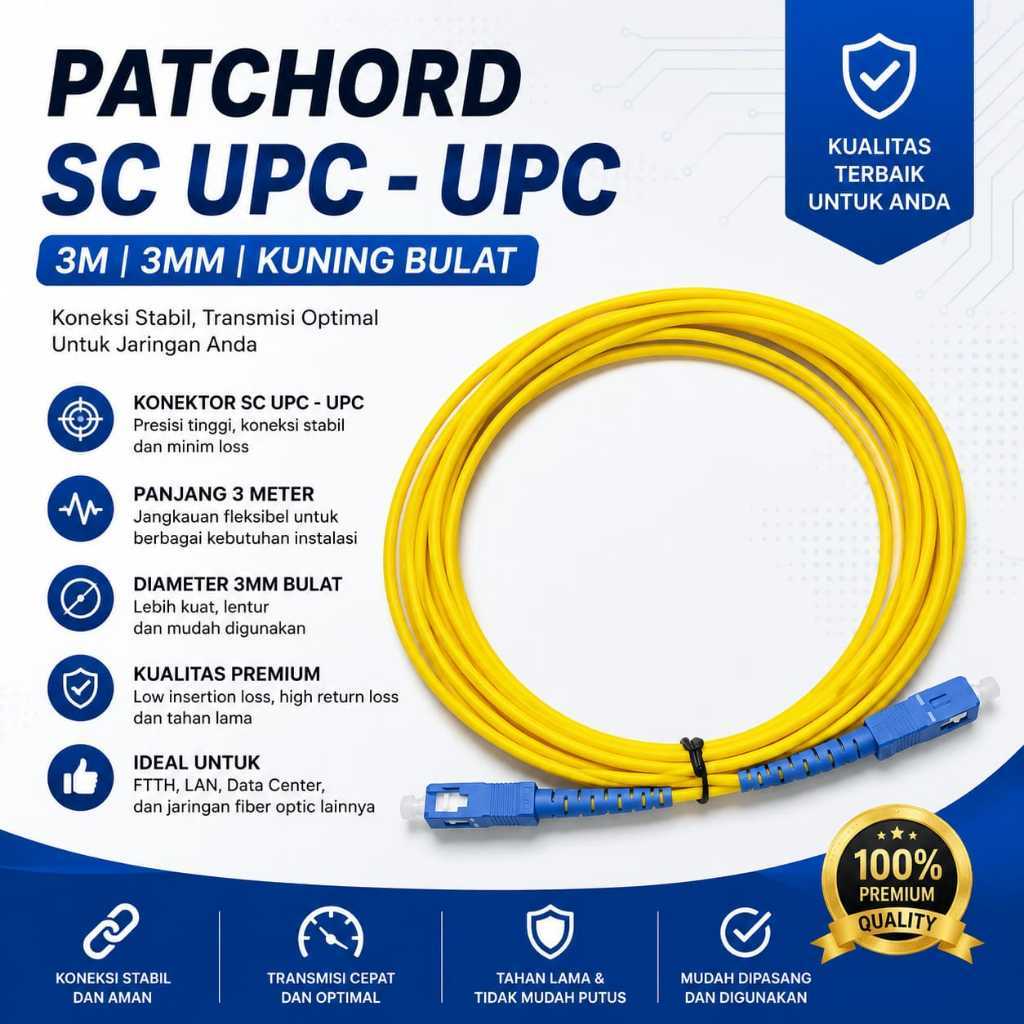PATCHCORD 3 METER 3MM UPC-UPC