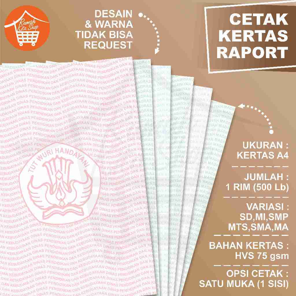 Kertas Raport / Raport A4 / Kertas Raport SD, MI, SMP, MTS, SMA
