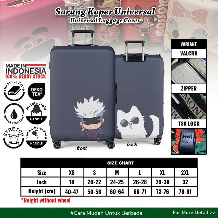 Jujutsu Kaisen : Gojo Satoru / Gojo-sensei Cat - Luggage Cover / Pelindung Koper / Sarung Koper
