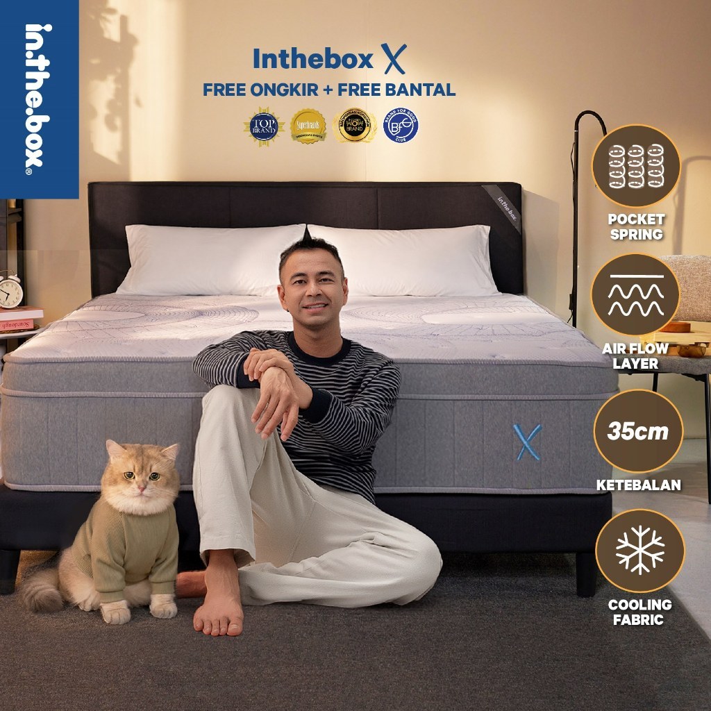 INTHEBOX X (Plush Top) Kasur Spring Bed - FREE Bantal | Ukuran Kasur 90x200, 100x200, 120x200, 140x2