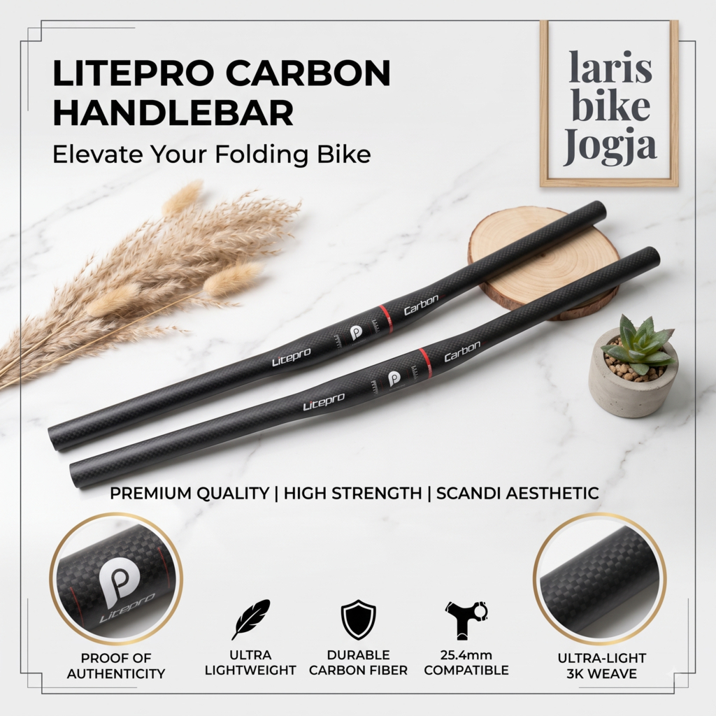 STANG HANDLEBAR SEPEDA LIPAT LITEPRO CARBON LIGHTWEIGHT