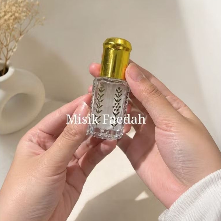 Jafaron Putih Original 6ml Parfum Botol Kaca Motif Daun Tutup Emas