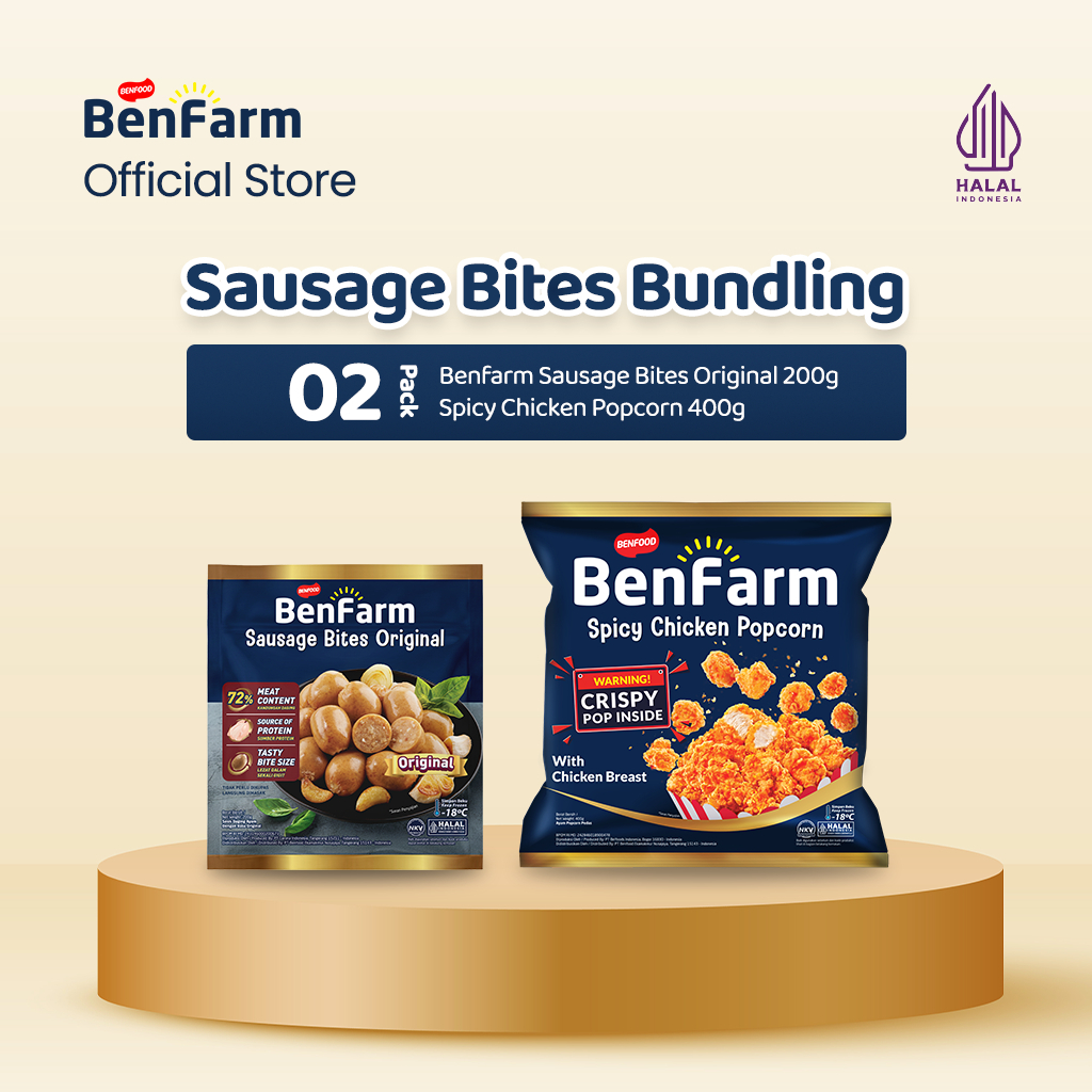 Benfarm Sausage Bites Original & Spicy Chicken Popcorn Package