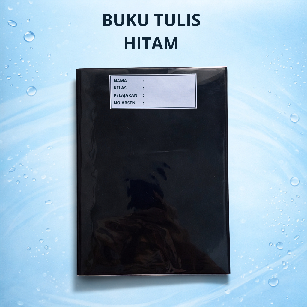 buku tulis bersampul warna hitam dan sampul plastik (tinggal pakai)
