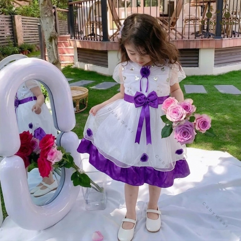 Gaun Elena uk 3-12 Tahun / Gaun Pesta Anak Perempuan Dress Tutu Tile Elegant Mewah Dres Ulang Tahun 