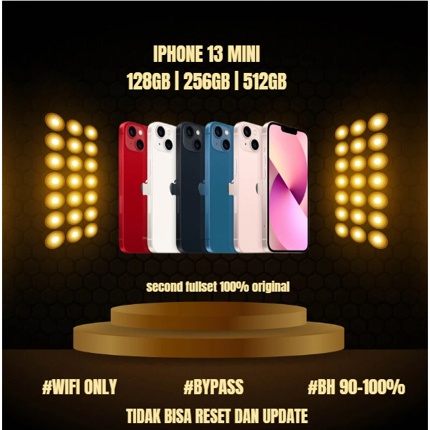 HP IPHONE 13 MINI WIFI ONLY 128GB/256GB/512GB Bekas Second Original Mulus Fullset Game/Live/Merekam 