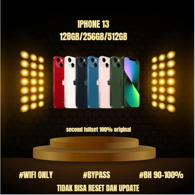 HP IPHONE 13 WIFI ONLY 128GB/256GB/512GB Bekas Second Original Mulus Fullset Game/Live/Merekam Vide