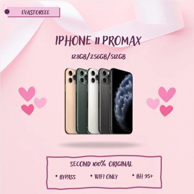 IPHONE 11 PROMAX WIFI ONLY 128GB/256GB/512GB Bekas Second Original Mulus Fullset Game/Live/Merekam V