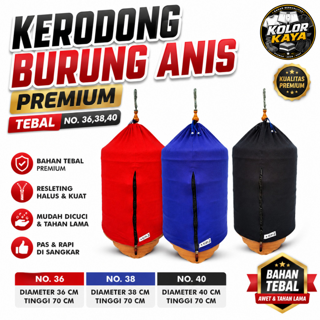 SEDIA KRODONG KERODONG BURUNG ANIS PREMIUM TEBAL COVER SANGKAR BULAT KANDANG BURUNG ANIS MERAH