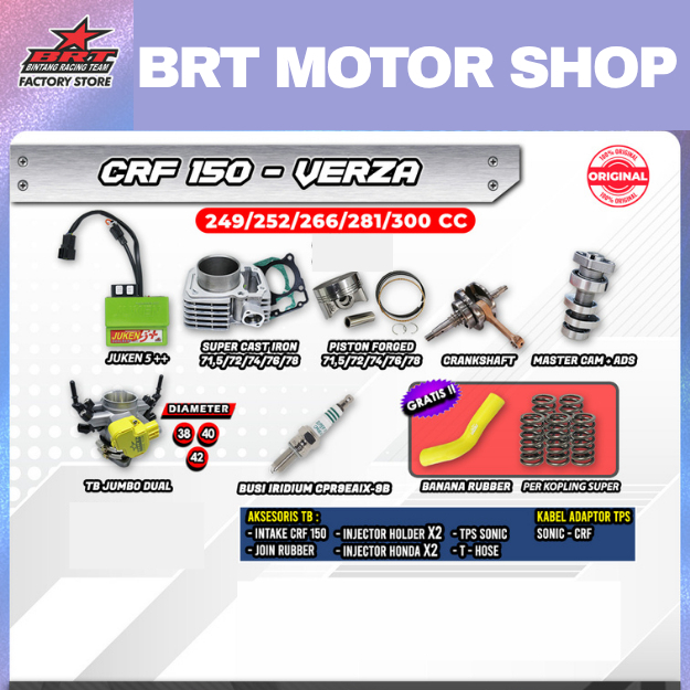 PAKET TRABAS GORILA SUPER 2 & 3 BRT CRF 150 - VERZA Paket Bore Up 249 / 252 / 266 / 281 / 300 CC