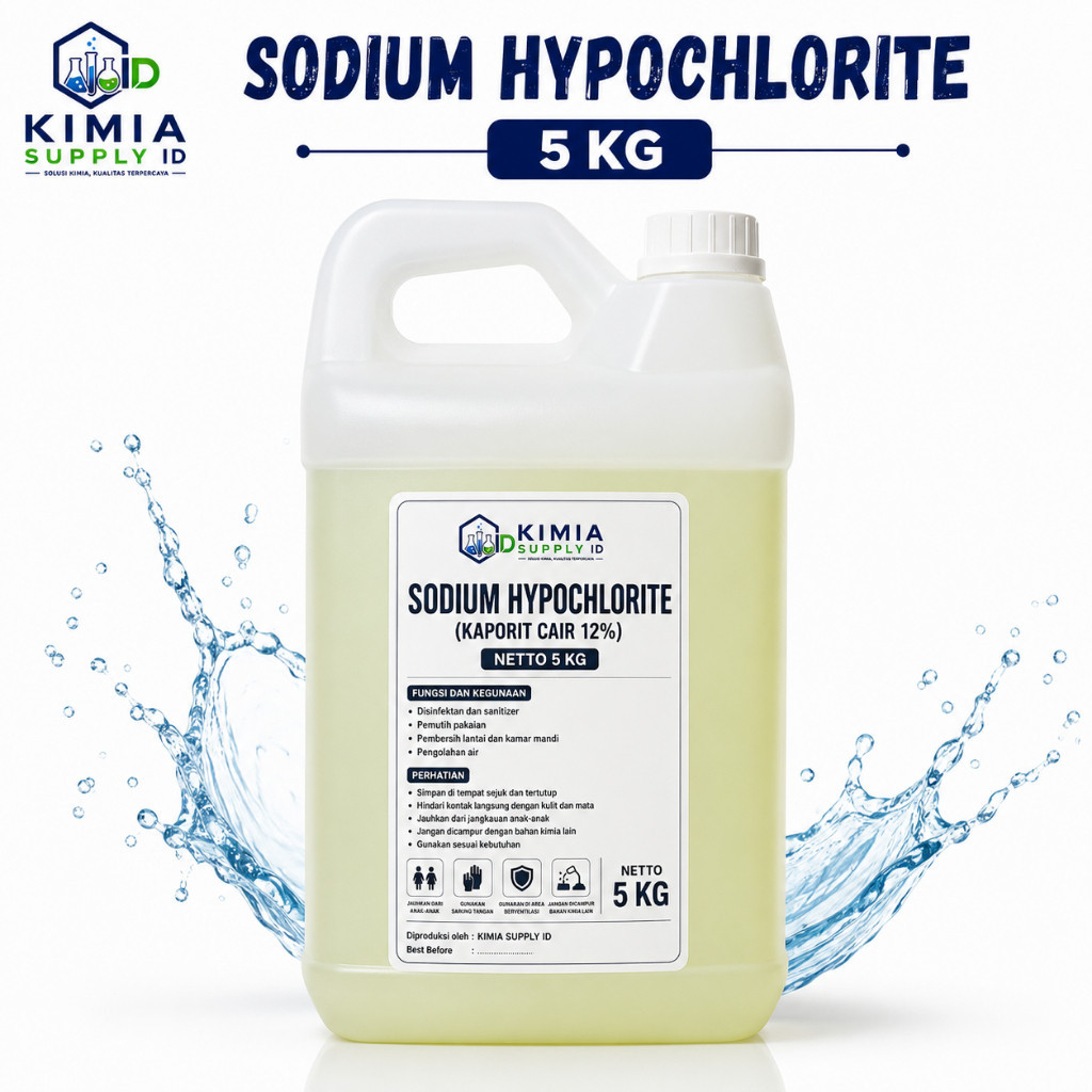 Sodium Hypochlorite 5 kg Kaporit cair 12% Sodium Hipo Biang Disenfektan Natrium Hipoklorit NaOCI