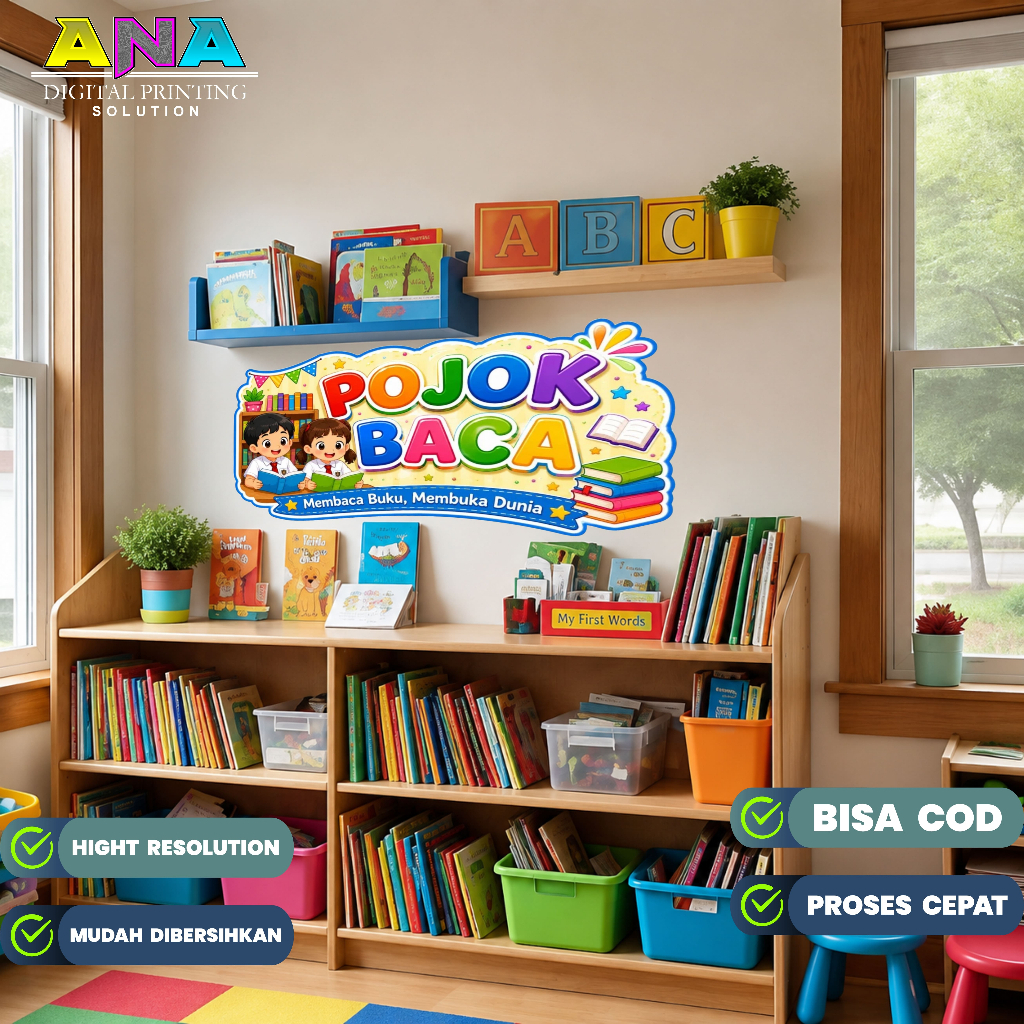 PJ - STIKER POJOK BACA KELAS / STIKER LITERASI / STIKER HIASAN DINDING