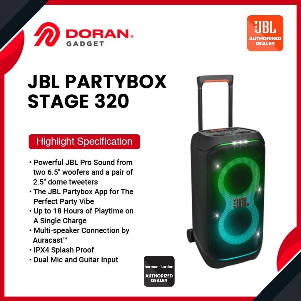 JBL Party Box Stage 320 Portable Party Speaker with Wheels