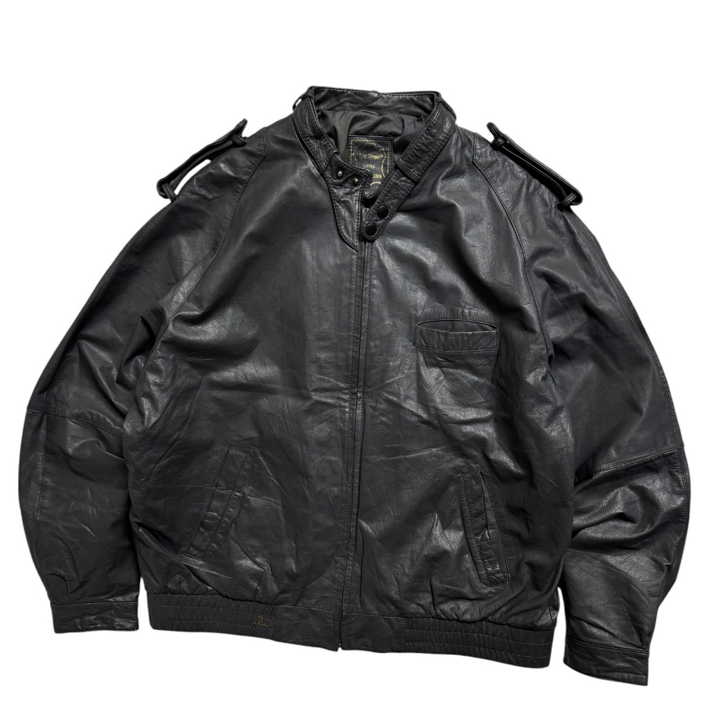 Vintage Bomber Leather Jacket - kulit asli - size XL