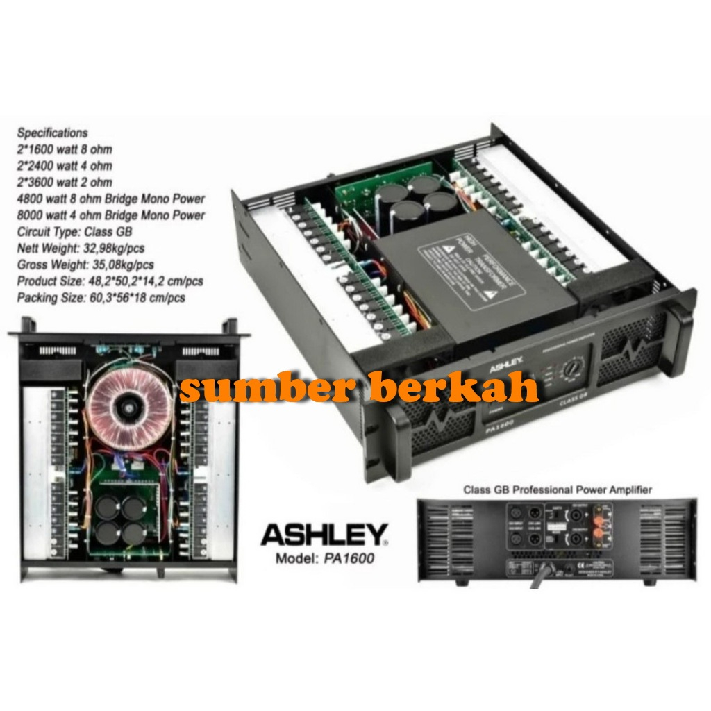 POWER AMPLIFIER ASHLEY PA 1600 / PA1600 ORIGINAL NEW ASHLEY