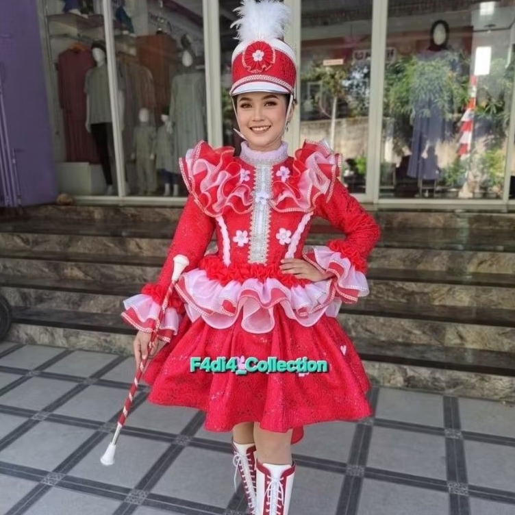 Baju Mayoret Terbaru/Baju Mayoret Variasi Bunga/Baju Mayoret Merah×Baby Pink/Baju Mayoret Wanita