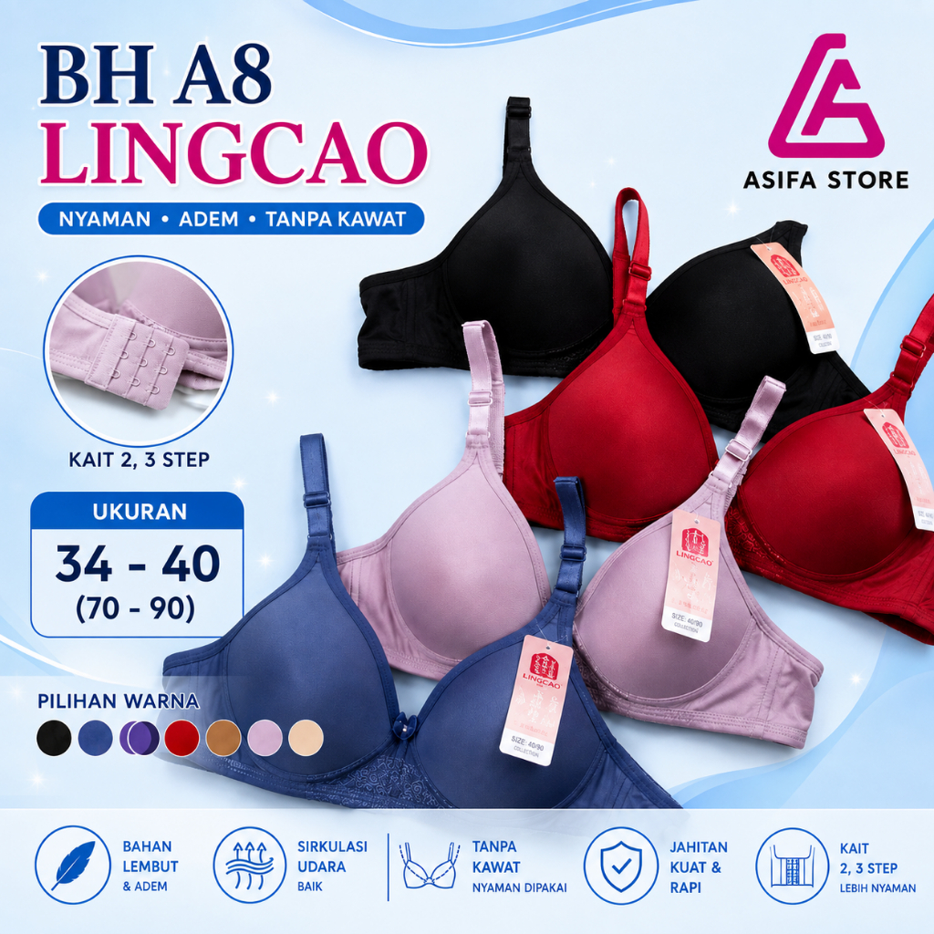 Bra Lingcao A8 Original | BH Busa Tanpa Kawat Lingcao | BH Lingcao Original Premium